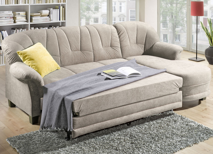 - Komfortable Polsterecke mit Bettfunktion, in Farbe BEIGE, in Ausführung Polsterecke 231x138 cm