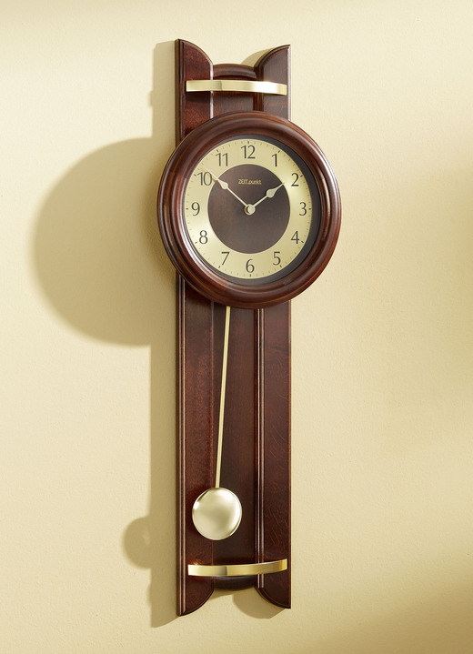 Uhren - Hochwertige Wanduhr mit Gehäuse in Wurzelnussbaum-Optik, in Farbe NUSSBAUM