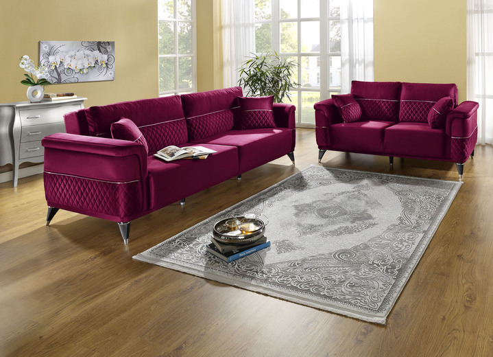 - Polstermöbel mit hochwertigem Nosag-Federkern, in Farbe ROT, in Ausführung Zweisitzer mit Bettfunktion