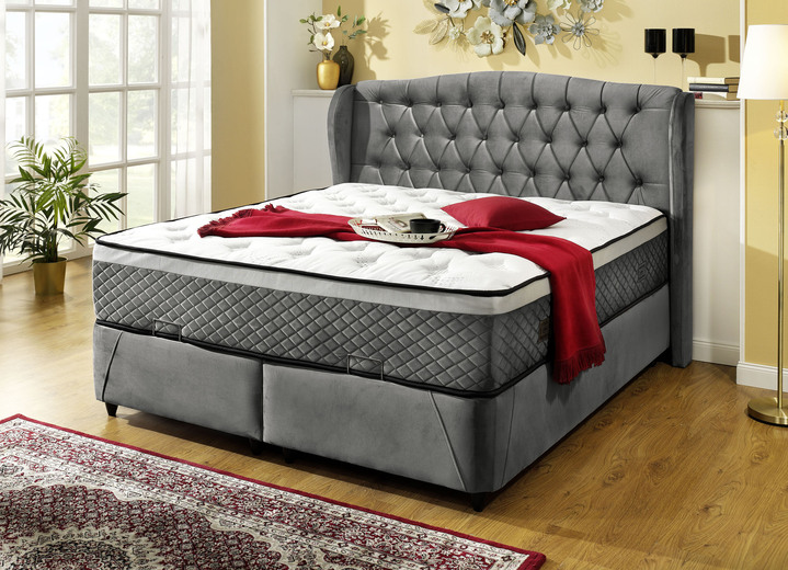 - Komfortables Boxspringbett für traumhaft schöne Nächte, in Farbe GRAU
