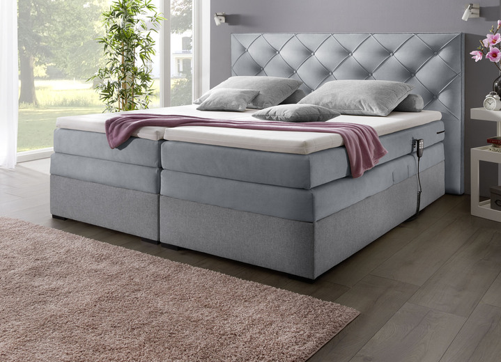 Boxspringbetten - Modernes Boxspringbett mit Motor – elektrisch verstellbar per Fernbedienung, in Farbe GRAU Ansicht 1