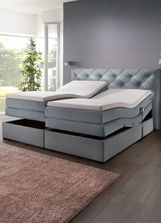 Boxspringbetten - Boxspringbett elektrisch verstellbar per Fernbedienung, in Farbe GRAU Ansicht 2