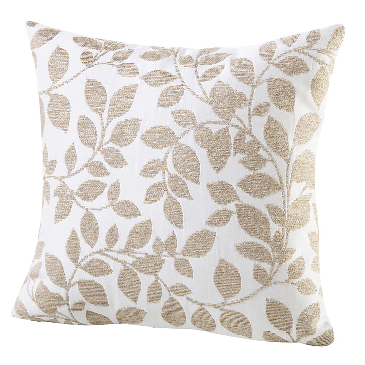Dekokissen & Hüllen - Kissenbezug mit hübschem Blättermotiv, in Größe 905 (Kissenbezug, 38x38 cm) bis 910 (Kissenbezug, 50x50 cm), in Farbe WEISS-GOLD Ansicht 8