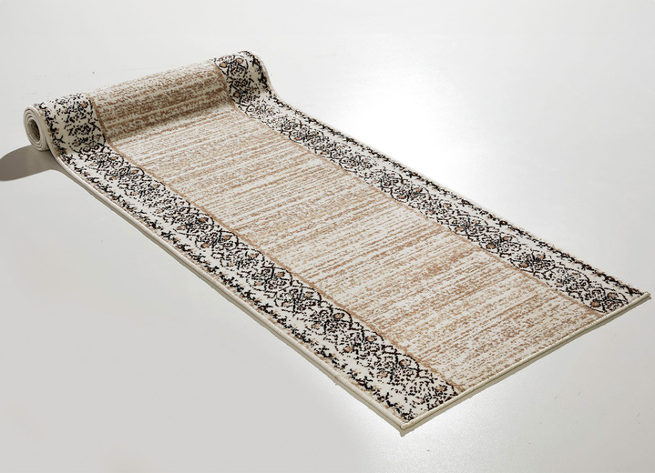 Läufer & Stufenmatten - Hochwertiger Läufer nach Wunschmaß mit Rankenmotiv, in Größe 101 (Läufer, 67 cm breit) bis 106 (Läufer, 100 cm breit), in Farbe CREME Ansicht 1