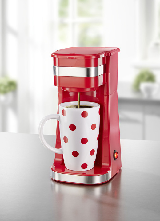 - Single-Kaffeemaschine mit Keramik- und Thermobecher, in Farbe ROT Ansicht 1
