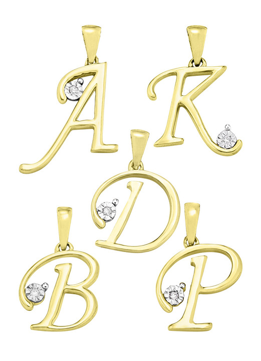 Anhänger - Buchstabenanhänger mit Brillant, in Farbe , in Ausführung Buchstabe M Ansicht 2