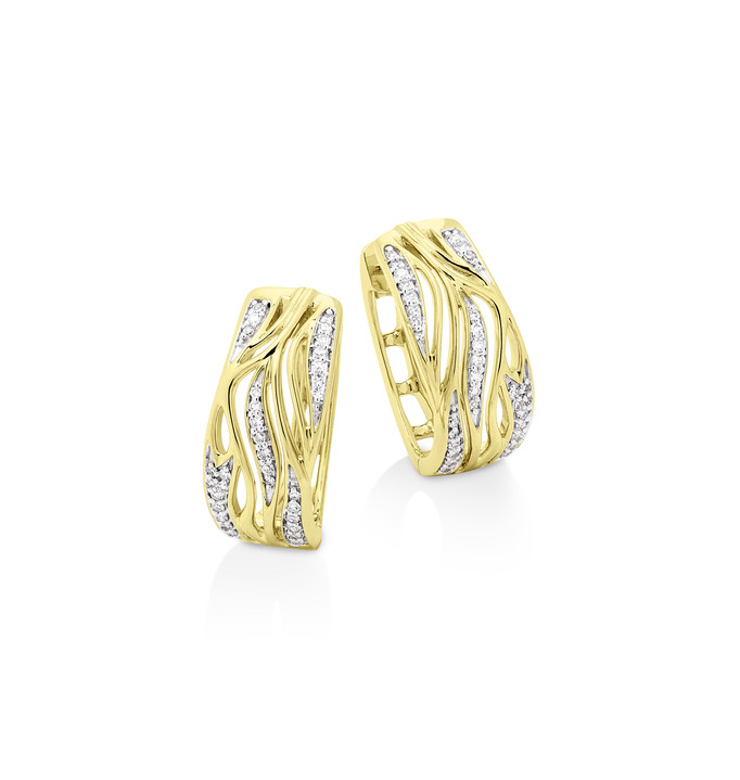 - Creolen aus Gold mit Diamanten, in Farbe  Ansicht 2