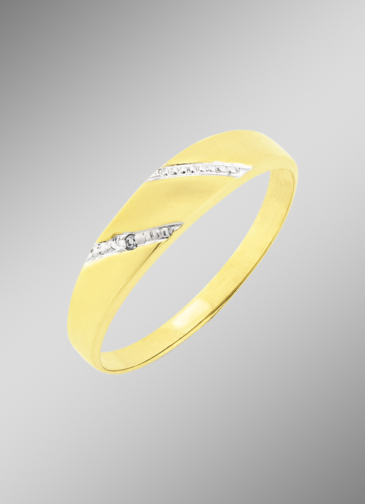 Ringe - Glänzender und satinierter Damenring mit Diamant, in Größe 160 bis 220, in Farbe  Ansicht 1