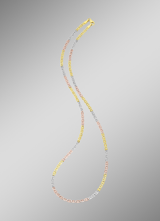 Halsketten - Elegante Garnitur in Tricolor, mit Karabiner, in Farbe , in Ausführung Halskette, 45 cm lang Ansicht 1
