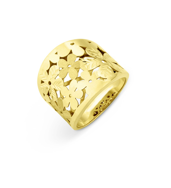 - Durchbrochener Damenring im Blumen-Design, in Größe 170 bis 220, in Farbe  Ansicht 2