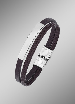 Modernes Leder-Armband mit Edelstahl