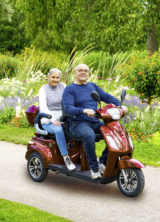 Elektromobile - Elektro-Dreiradroller von Econelo für 2 Personen, in Farbe ROT Ansicht 1