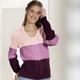 Langarm - Pullover in Color-Blocking, in Größe 036 bis 052, in Farbe ROYALBLAU-HELLBLAU-MARINE – Farbe ROSA-ROSÉ-BORDEAUX – Ansicht 2