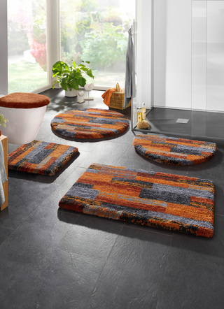 Badgarnituren - Badgarnitur in Supersoft-Qualität, in Größe 100 (Vorleger halbrund, 50/ 80 cm) bis 112 (WC-Deckelbezug, 47/ 50 cm), in Farbe GRÜN – Farbe TERRA – Ansicht 