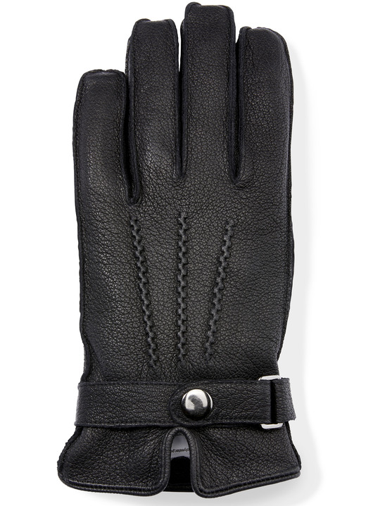 - Herren-Handschuh aus weichem Ziegen-Nappaleder, in Größe L bis M, in Farbe SCHWARZ Ansicht 1