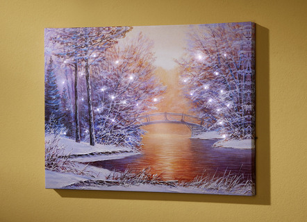 Batteriebetriebenes Leinwand-LED-Bild auf Holzrahmen