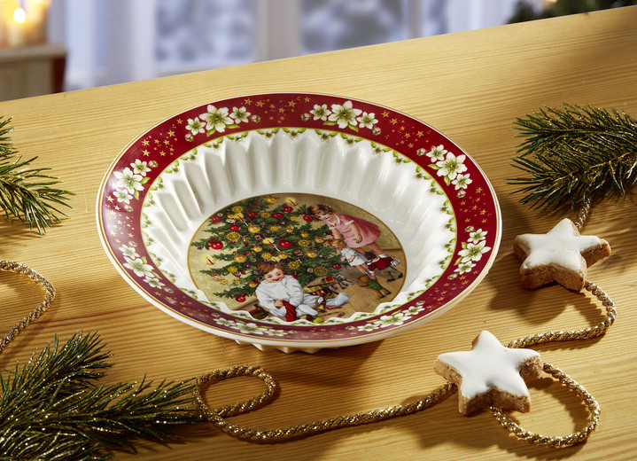 - Porzellanschale aus dem Hause Villeroy & Boch, in Farbe ROT-WEISS