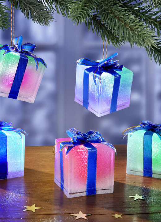 Weihnachtliche Dekorationen - LED Deko-Geschenkbox  5er-Set, in Farbe BUNT