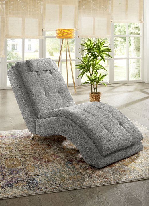 TV-Sessel / Relax-Sessel - Relaxliege mit Kopfkissen und Knopfsteppung, in Farbe GRAU Ansicht 1