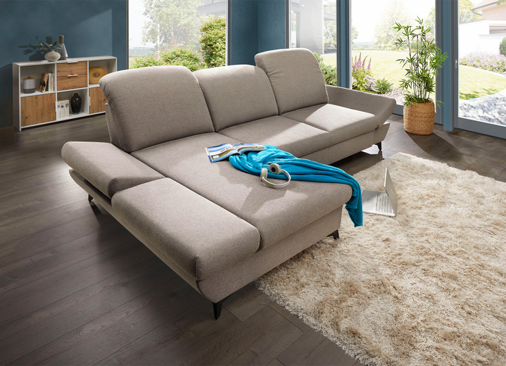 - Polsterecke mit Bettfunktion und verstellbaren Kopfstützen, in Farbe BEIGE