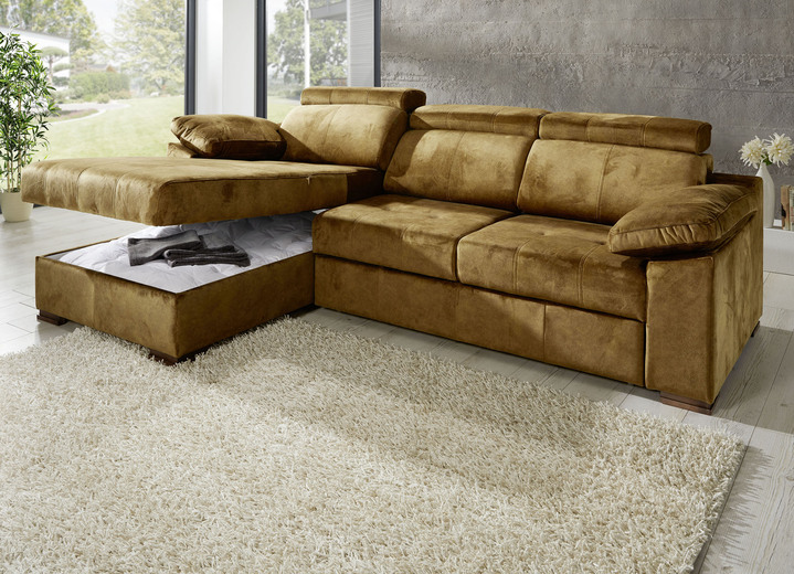 - Polsterecke mit Bettfunktion und verstellbaren Kopfstützen, in Farbe CAMEL Ansicht 2