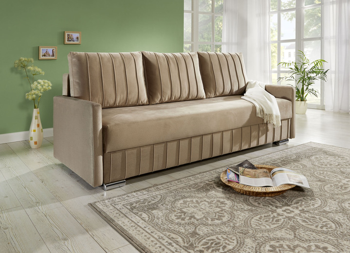 Schlafsofas - Schlafsofa mit Bettkasten, in Farbe BEIGE Ansicht 1