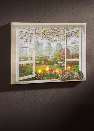 Landschaft - LED-Bild auf Holzrahmen, in Farbe BUNT