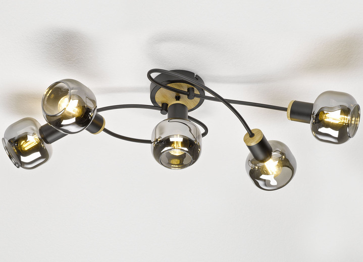 Deckenleuchten - Stilechte Deckenleuchten mit getöntem Glas Ansicht 3 Deckenleuchten - Stilechte Deckenleuchten mit getöntem Glas, in Farbe MESSING, in Ausführung Deckenleuchte, 2-flammig Ansicht 3