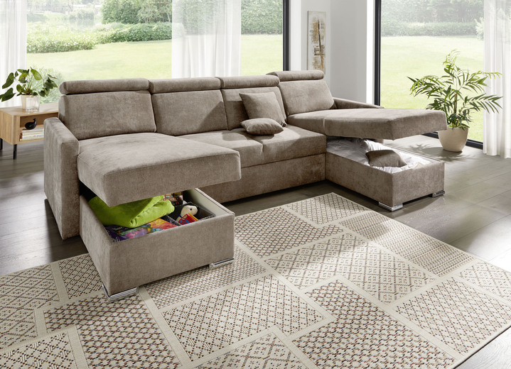 Polsterecken - Polstermöbel mit verstellbaren Kopfstützen, in Farbe CREME, in Ausführung Wohnlandschaft Ansicht 2