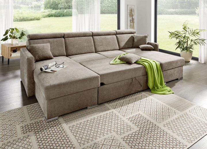 Polsterecken - Polstermöbel mit verstellbaren Kopfstützen, in Farbe CREME, in Ausführung Wohnlandschaft Ansicht 3