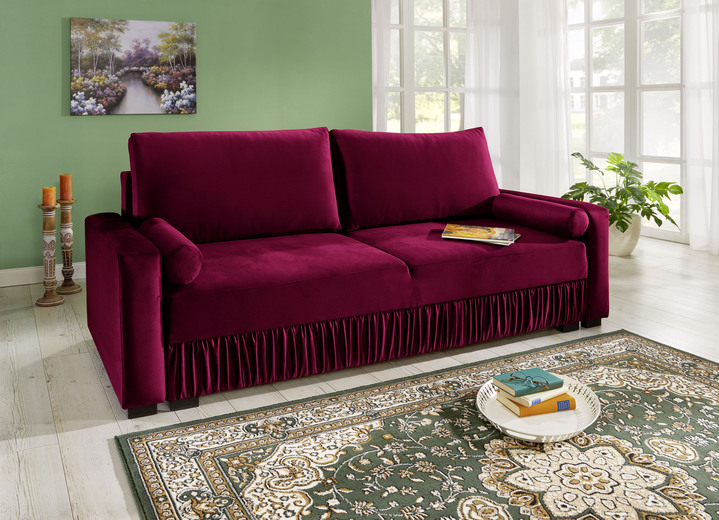 Schlafsofas - Schlafsofa mit 2 Rückenkissen, in Farbe ROT Ansicht 1