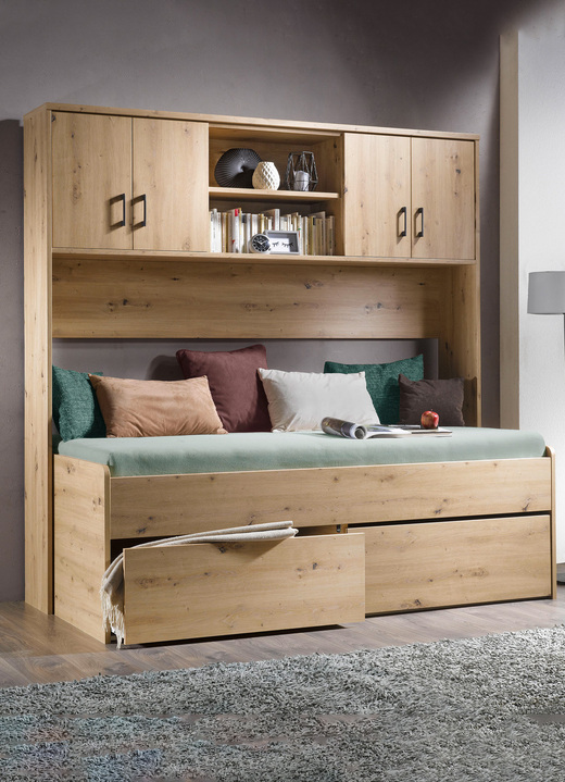 Schlafzimmerschränke - Bett mit 2 Schubladen, in Farbe ARTISAN EICHE, in Ausführung Bettüberbau Ansicht 2