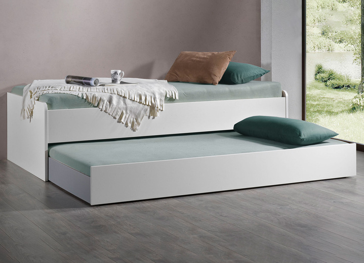 Schlafzimmerschränke - Bett mit 2 Schubladen, in Farbe WEISS, in Ausführung Bett mit Rollbettkasten Ansicht 1
