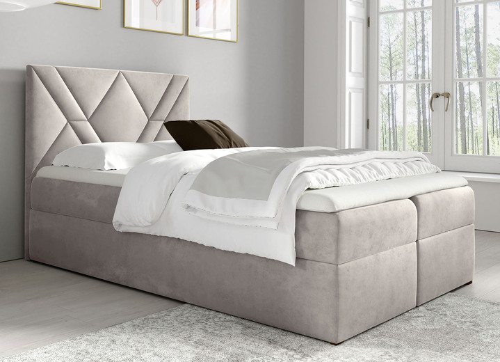 - Boxspringbett mit Bettkasten und Topper, in Farbe BEIGE