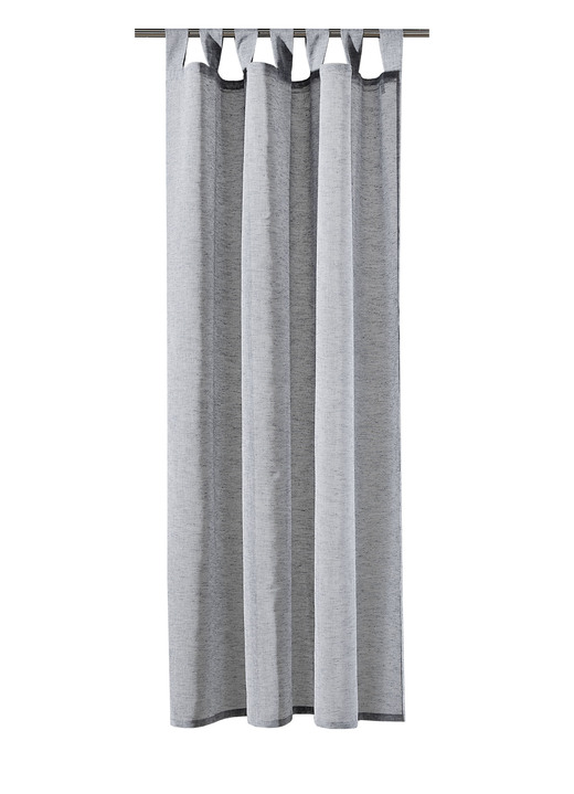 Klassisch - Übergardine in Leinenoptik, in Größe 358 (H145xB140 cm) bis 456 (H245xB140 cm), in Farbe BLAUGRAU, in Ausführung mit Schlaufen Ansicht 1