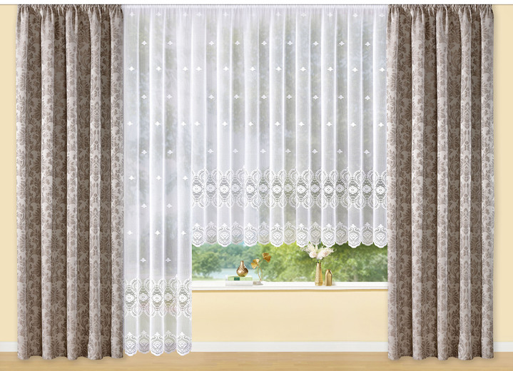 - Blumenfenster-Store mit Universalschienenband, in Größe 140 (H125xB300 cm) bis 181 (H175xB600 cm), in Farbe WEISS Ansicht 3