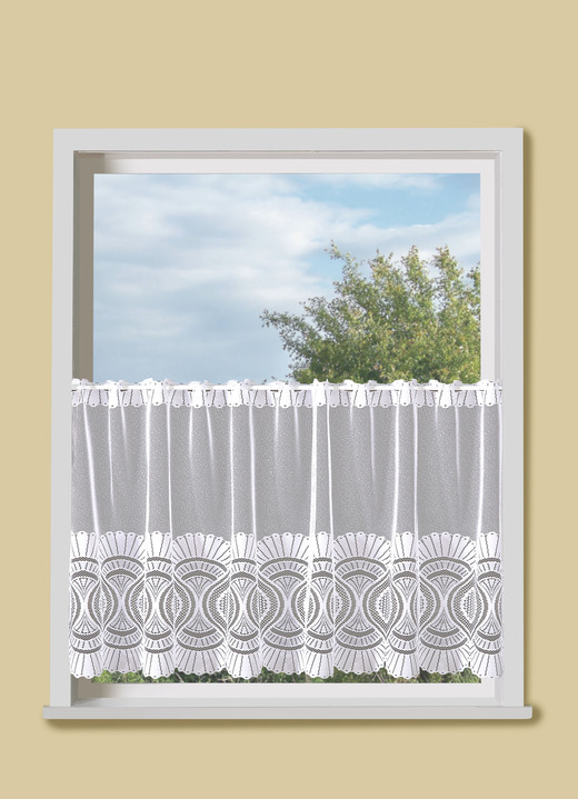 Kurzgardinen - Kurzstore mit Stangendurchzug, in Größe 828 (H50xB145 cm) bis 889 (H78xB170 cm), in Farbe WEISS Ansicht 1