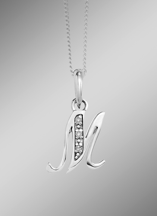 Anhänger - Buchstaben-Anhänger aus Weißgold mit Diamanten Ansicht 6 Anhänger - Buchstaben-Anhänger aus Weißgold mit Diamanten, in Farbe , in Ausführung Buchstabe A Ansicht 6