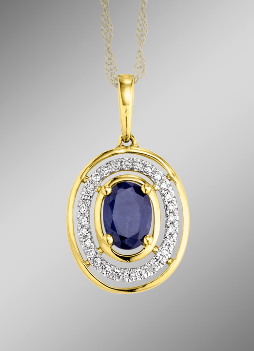 Anhänger - Anhänger mit Safir und Diamanten, in Farbe