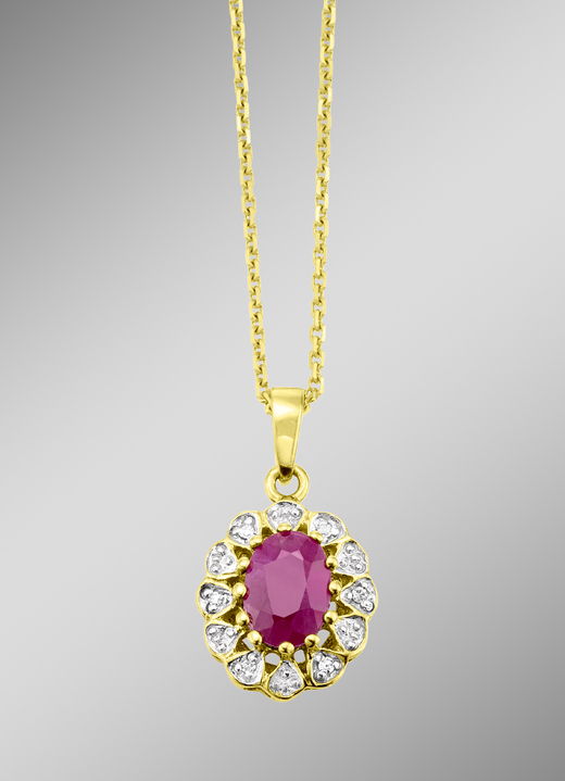 Anhänger - Anhänger mit Diamanten und Rubin, in Farbe  Ansicht 1