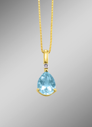 Anhänger mit Blautopas und Diamanten