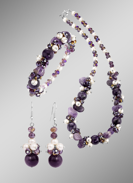 Schmucksets - Schimmerndes 3-teiliges Schmuck-Set, in Farbe , in Ausführung Amethyst Ansicht 1