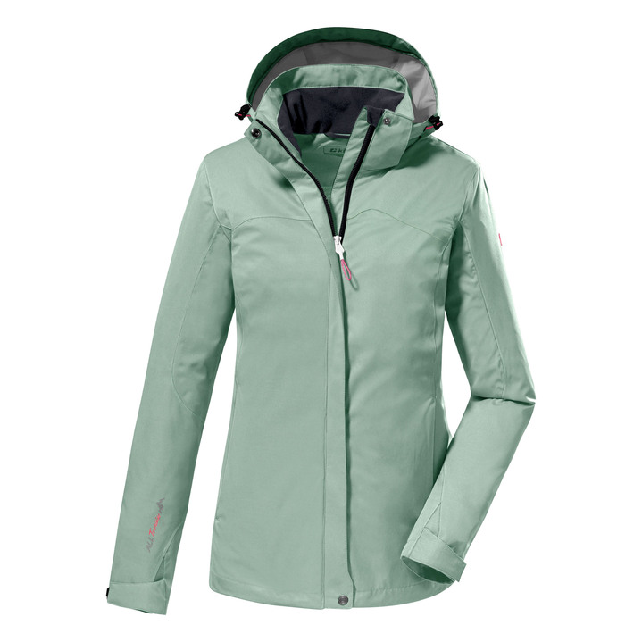 Damenmode - Wasser- und winddichte Damen-Funktionsjacke, in Größe 036 bis 054, in Farbe PISTAZIE Ansicht 1