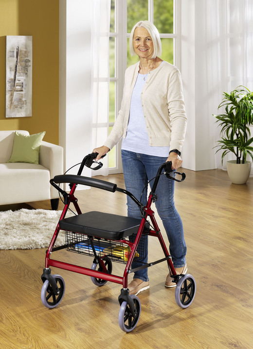 Rollatoren & Rollstühle - Rollator XXL mit hochwertigem Stahlgestell, in Farbe ROT Ansicht 1