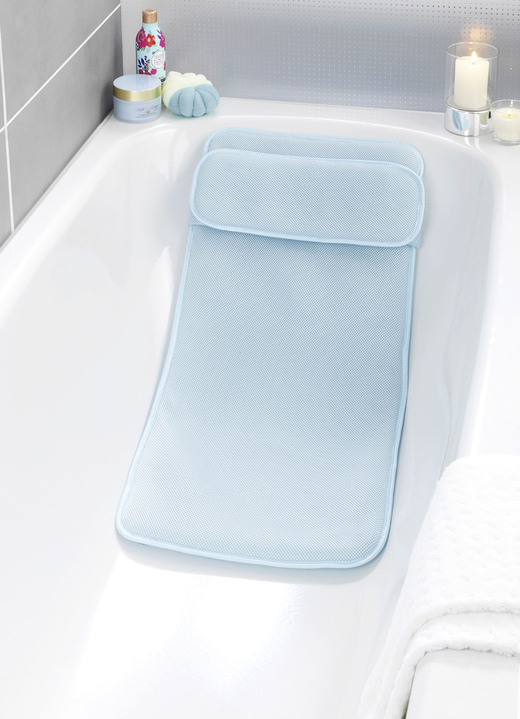Badhilfen - Badewannenmatte & Kissen aus 3D-Mesh-Gewebe, in Farbe BLAU Ansicht 1