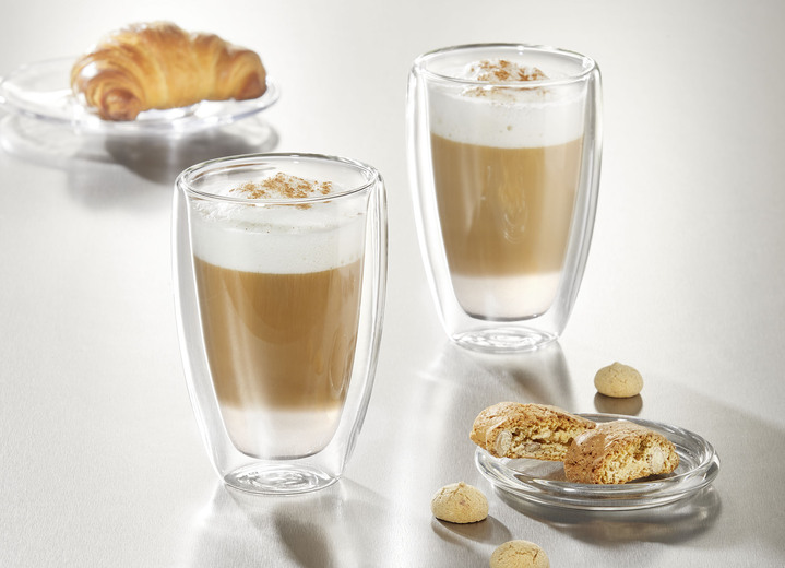 - Temperaturbeständiges Gläser-Set, 2-teilig, in Farbe TRANSPARENT, in Ausführung Latte Macchiato Gläser