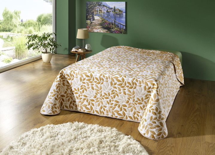 Tagesdecken - Hochwertige Tagesdecke mit Bandeinfassung, in Größe 873 (Einzelbett, 135x210 cm) bis 924 (2 Kissenbezüge, 50x 50 cm), in Farbe NATUR Ansicht 7