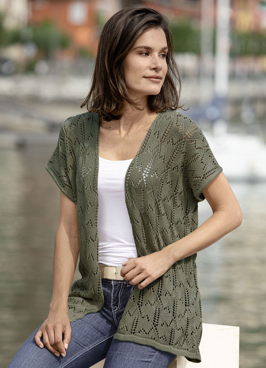 Strickwesten - Strickweste mit Ajourmuster, in Größe 036 bis 052, in Farbe BEIGE Ansicht 7