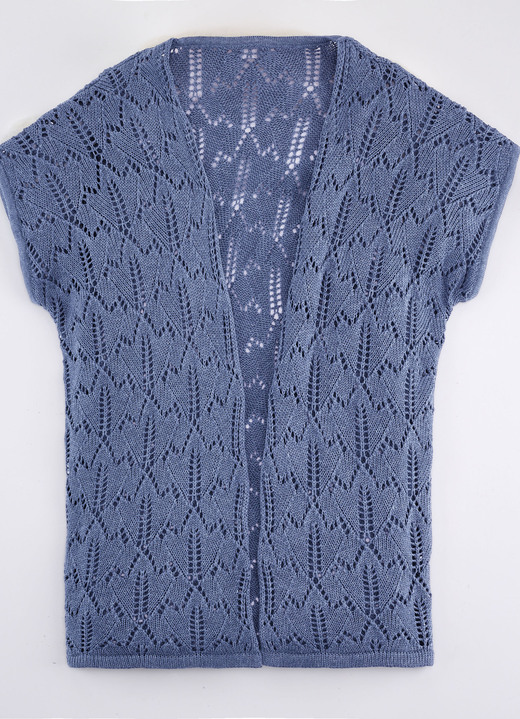 Strickwesten - Strickweste mit Ajourmuster, in Größe 036 bis 052, in Farbe JEANSBLAU MELIERT Ansicht 3