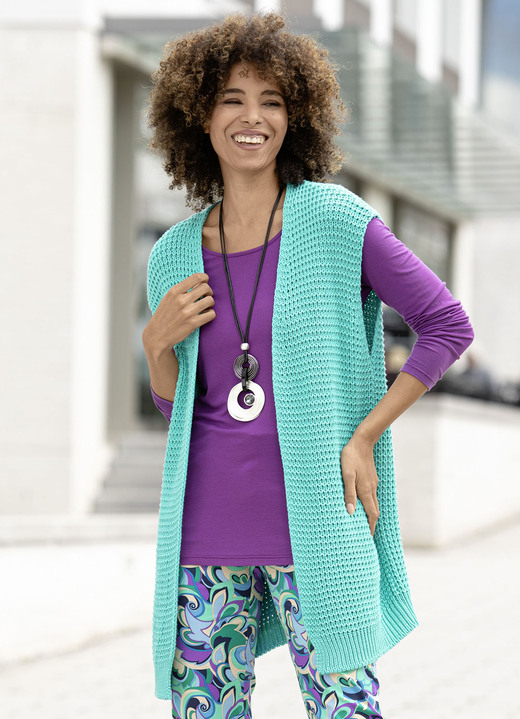 - Strickweste in verschlussloser Form, in Größe 038 bis 054, in Farbe AQUA Ansicht 1